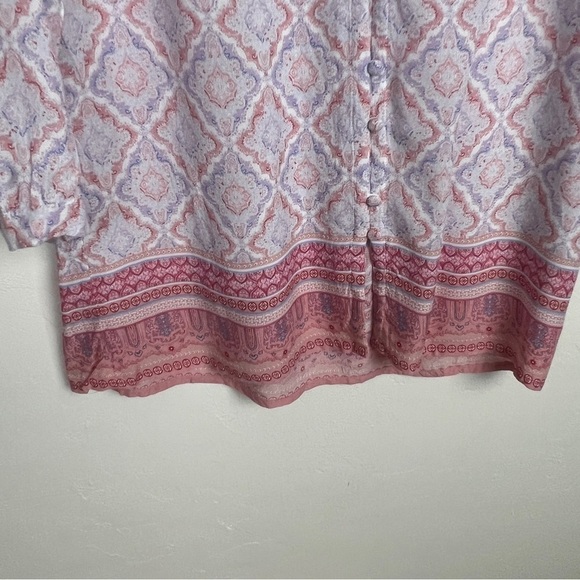 Artisan NY boho button pink tunic blouse medium - Picture 2 of 10